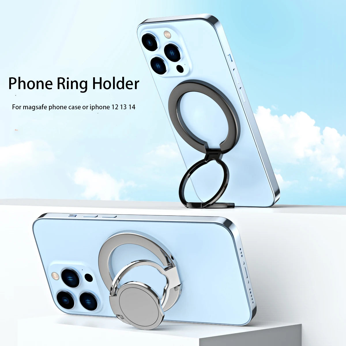 Strong Magnetic Mobile Phone Finger Ring Holder for MagSafe Accessories Magnet Foldable Cellphone Stand Support for iPhone 14 15