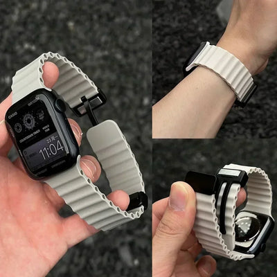 Magnetic Buckle Strap for Apple Watch Band Ultra 2 49mm 45mm 44mm 40mm 41mm 38 42mm Silicone Bracelet IWatch Series 7 6 3 Se 8 9