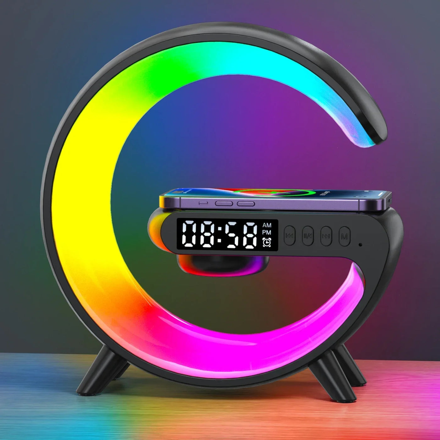 Multifunction Bluetooth Speaker TF RGB Night Light 15W Wireless Charger Stand for iPhone Samsung Xiaomi Fast Charging Station