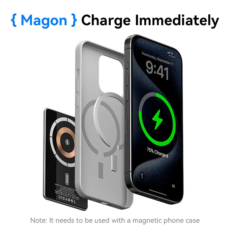 KUULAA Magsafe Power Bank 5000mAh Magnetic Wireless Phone Charger External Battery 20W Fast Charging For iPhone 16 15 PowerBank