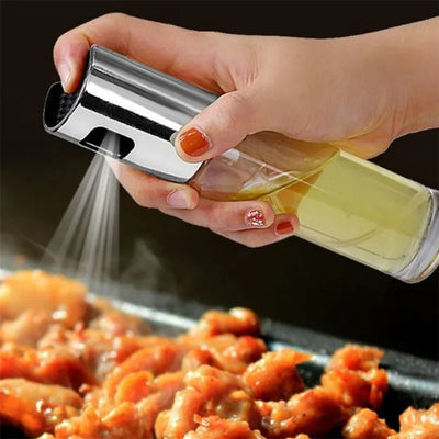 100ML Graduated Oil Spray Bottle ABS Press Type Kitchen Household Air Fryer Olive Spray Divine Appliance Barbecue Glass Bottle