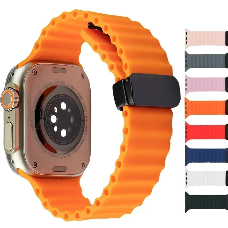 Magnetic Buckle Strap for Apple Watch Band Ultra 2 49mm 45mm 44mm 40mm 41mm 38 42mm Silicone Bracelet IWatch Series 7 6 3 Se 8 9