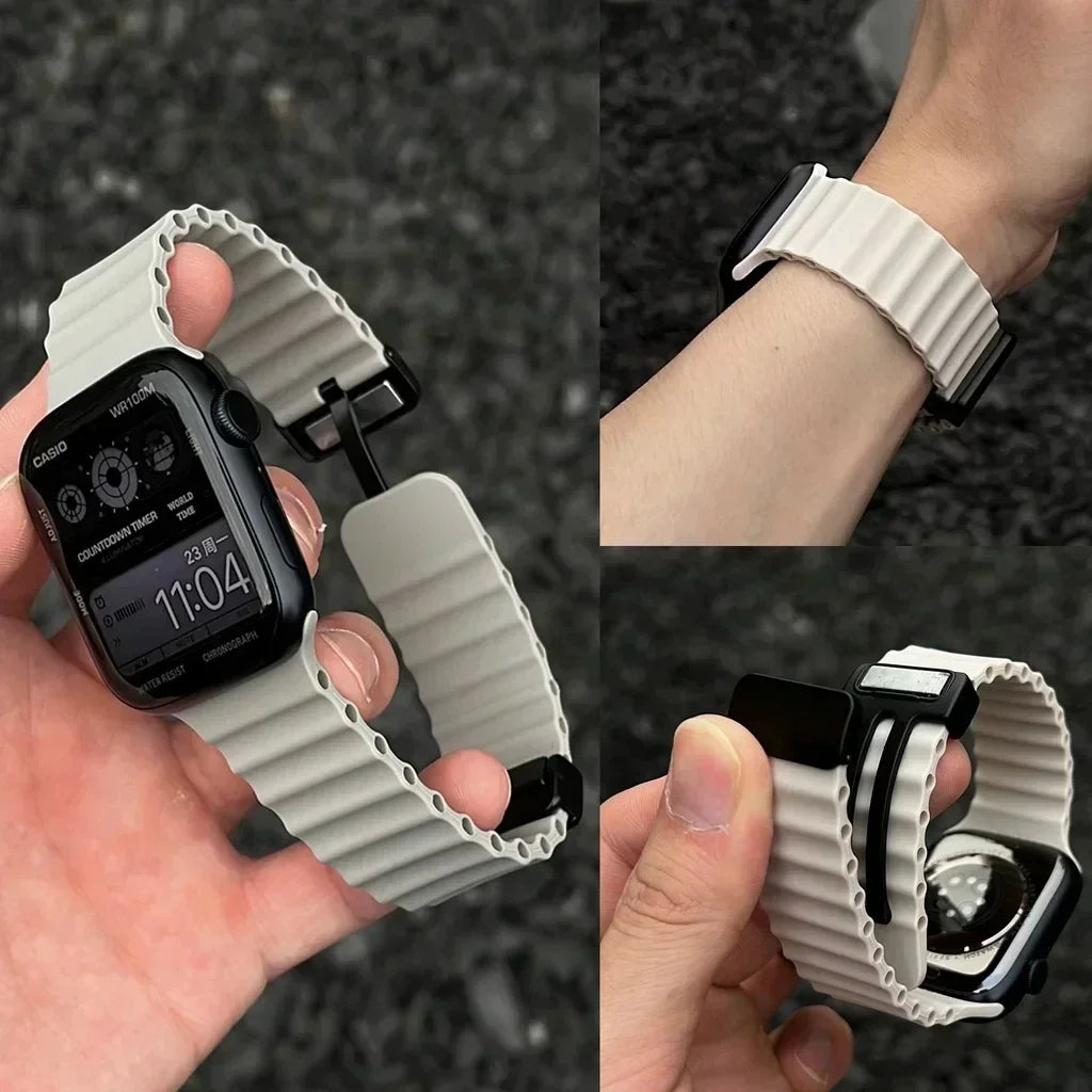 Magnetic Buckle Strap for Apple Watch Band Ultra 2 49mm 45mm 44mm 40mm 41mm 38 42mm Silicone Bracelet IWatch Series 7 6 3 Se 8 9