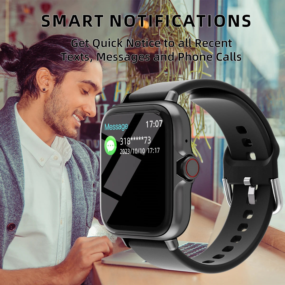 1.83'' Waterproof Smart Watch with Message Answer Call Sleep Monitoring Sports Pedometer Information Alerts For iPhone Android