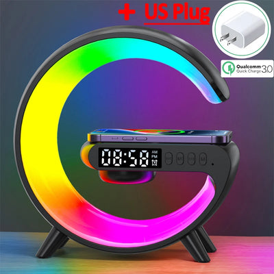 Multifunction Bluetooth Speaker TF RGB Night Light 15W Wireless Charger Stand for iPhone Samsung Xiaomi Fast Charging Station