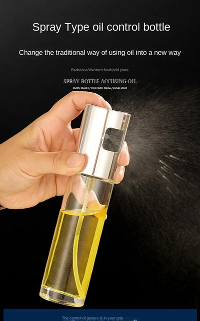 100ML Graduated Oil Spray Bottle ABS Press Type Kitchen Household Air Fryer Olive Spray Divine Appliance Barbecue Glass Bottle