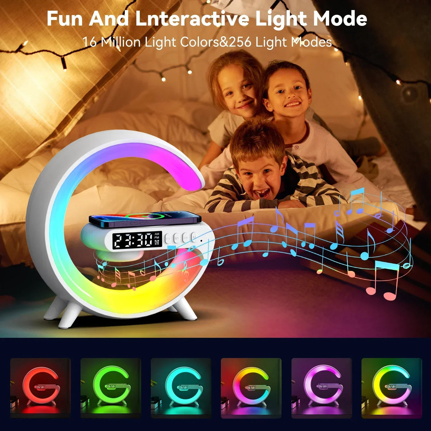 Multifunction Bluetooth Speaker TF RGB Night Light 15W Wireless Charger Stand for iPhone Samsung Xiaomi Fast Charging Station