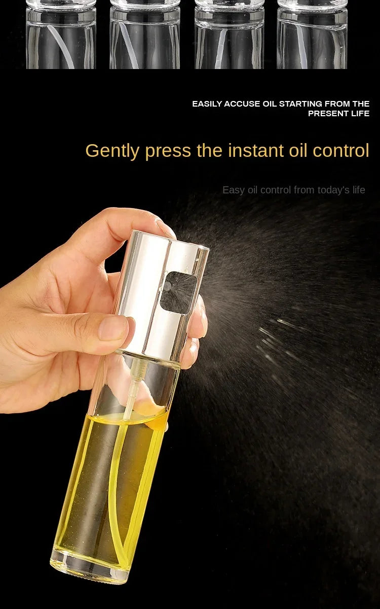 100ML Graduated Oil Spray Bottle ABS Press Type Kitchen Household Air Fryer Olive Spray Divine Appliance Barbecue Glass Bottle