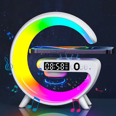 Multifunction Bluetooth Speaker TF RGB Night Light 15W Wireless Charger Stand for iPhone Samsung Xiaomi Fast Charging Station