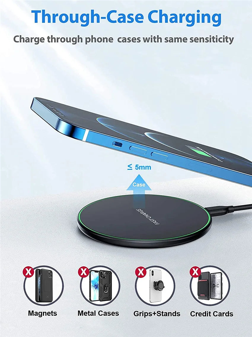 100W Wireless Charger For iPhone 14 13 12 11 Pro XS Max Mini X XR Induction Fast Wireless Charging Pad For Samsung Xiaomi Huawei