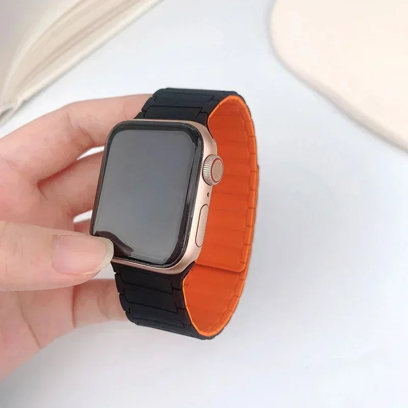 Magnetic Strap for Apple Watch Band 45mm 44 mm 40mm 46mm 41mm 42mm 38 Silicone Bracelet iWatch Series 8 7 6 Se 9 10 Ultra2 49mm