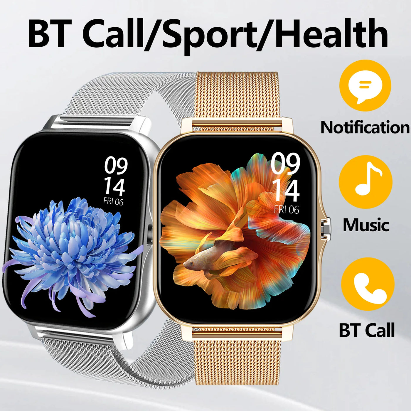 Smart watch wireless calling/dial Sport mode calling reminder and rejection fitness monitoring for iPhone/Andriod